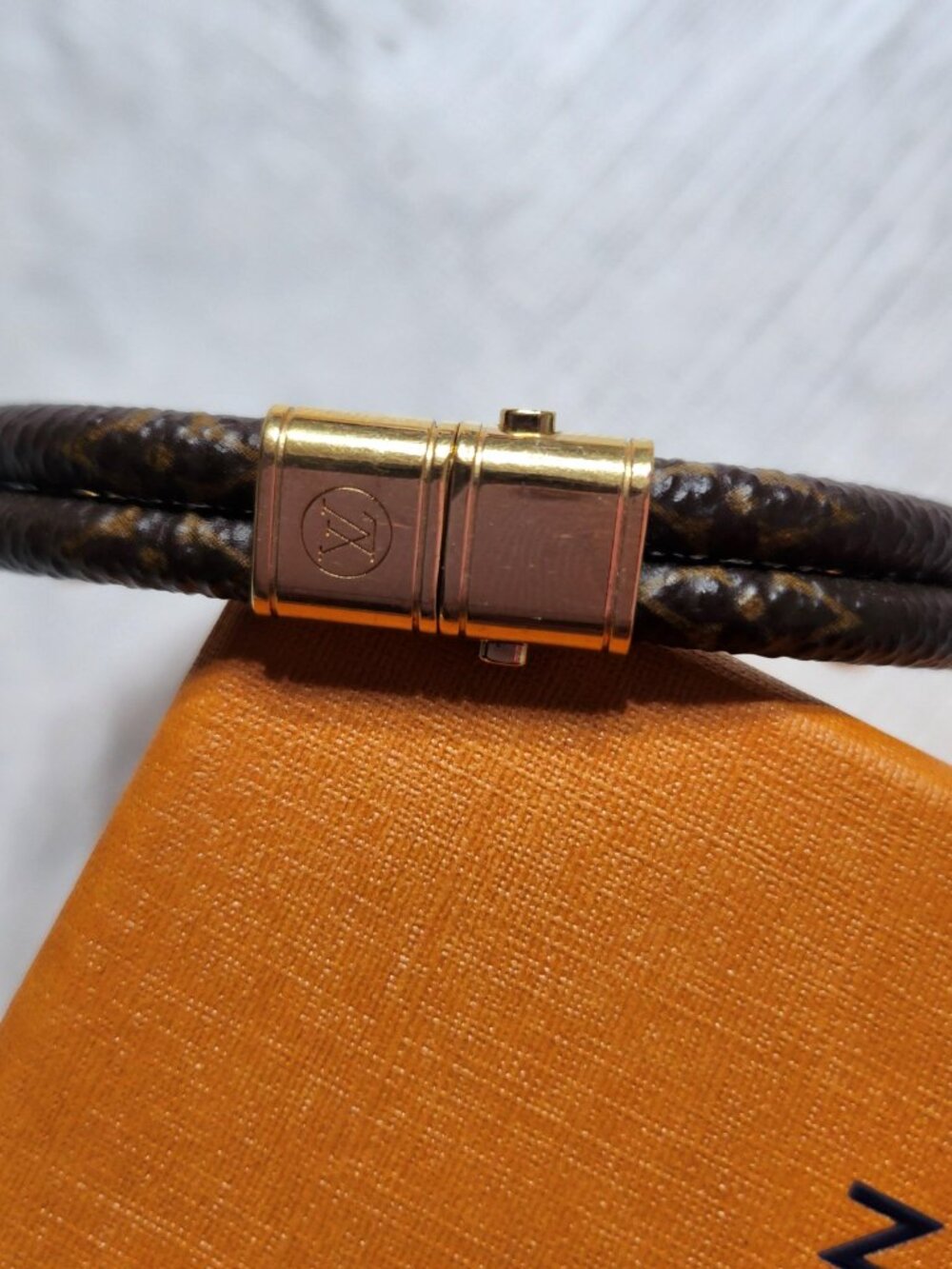 Louis Vuitton “Keep It Twice” Monogram Canvas Bracelet With Padlock Charm View 6